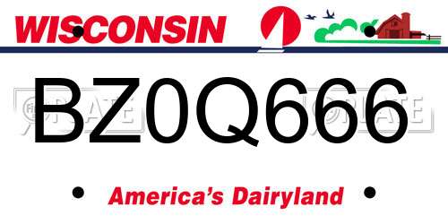 BZ0Q666 Wisconsin License Plate