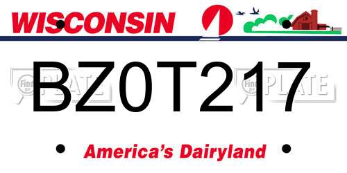 BZ0T217 Wisconsin License Plate