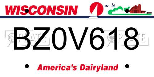 BZ0V618 Wisconsin License Plate