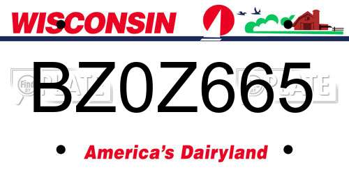 BZ0Z665 Wisconsin License Plate