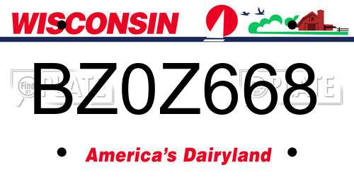 BZ0Z668 Wisconsin License Plate