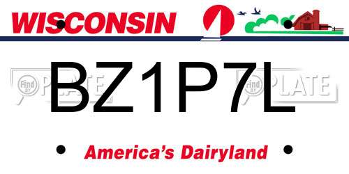 BZ1P7L Wisconsin License Plate
