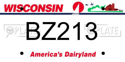 BZ213 Wisconsin License Plate