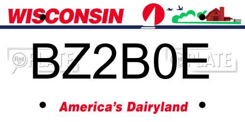 BZ2B0E Wisconsin License Plate