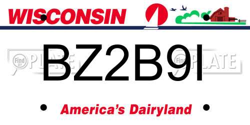 BZ2B9I Wisconsin License Plate