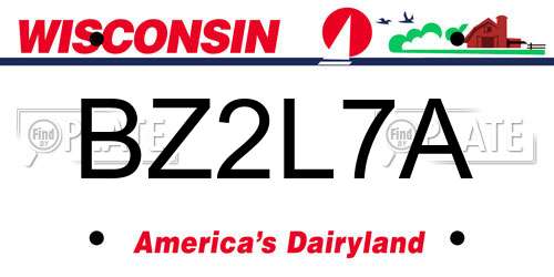 BZ2L7A Wisconsin License Plate