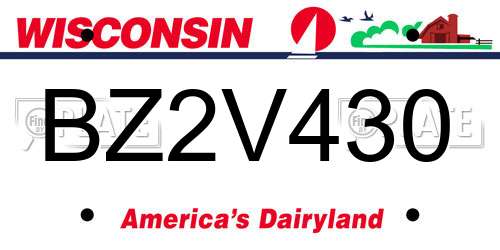 BZ2V430 Wisconsin License Plate