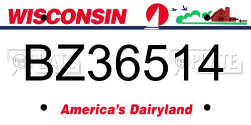 BZ36514 Wisconsin License Plate