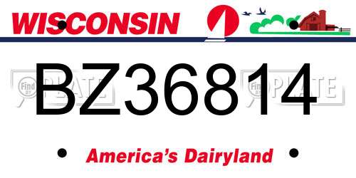 BZ36814 Wisconsin License Plate
