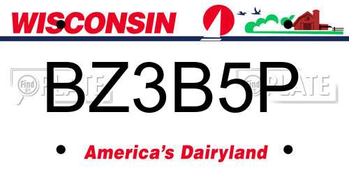 BZ3B5P Wisconsin License Plate