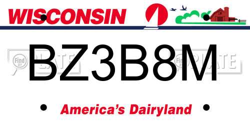 BZ3B8M Wisconsin License Plate