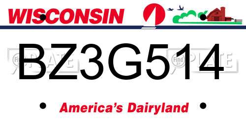 BZ3G514 Wisconsin License Plate