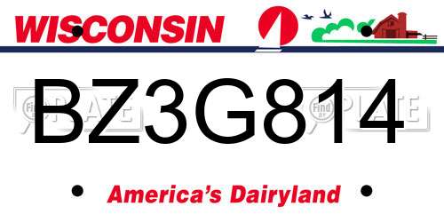 BZ3G814 Wisconsin License Plate