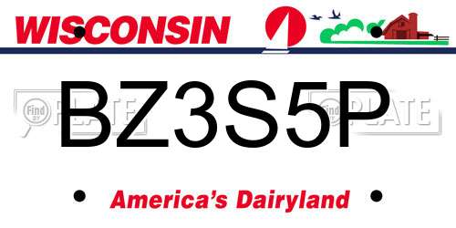 BZ3S5P Wisconsin License Plate