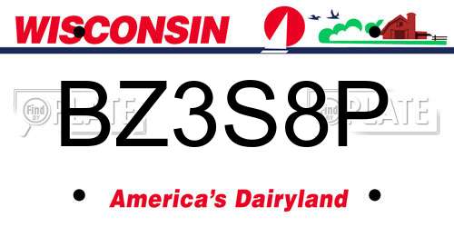 BZ3S8P Wisconsin License Plate