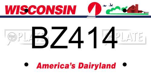 BZ414 Wisconsin License Plate
