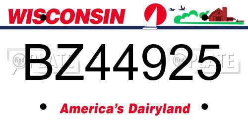 BZ44925 Wisconsin License Plate