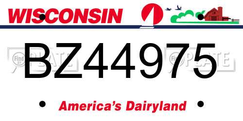 BZ44975 Wisconsin License Plate