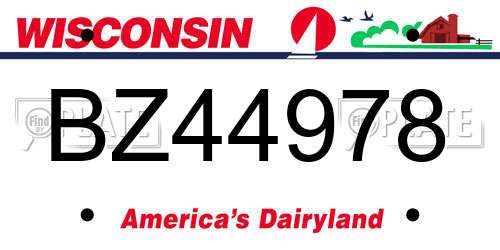 BZ44978 Wisconsin License Plate