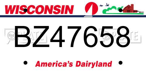 BZ47658 Wisconsin License Plate