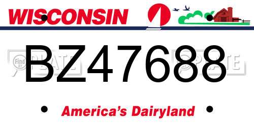BZ47688 Wisconsin License Plate