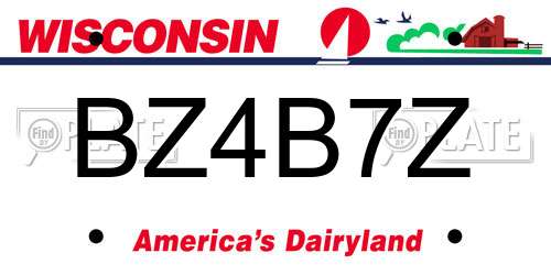 BZ4B7Z Wisconsin License Plate