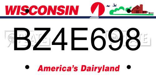 BZ4E698 Wisconsin License Plate