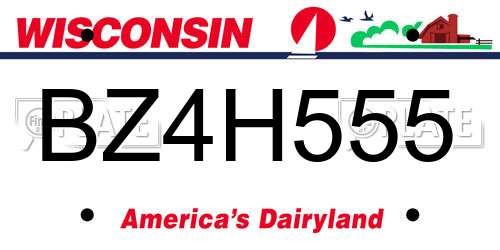 BZ4H555 Wisconsin License Plate