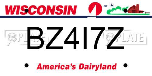 BZ4I7Z Wisconsin License Plate