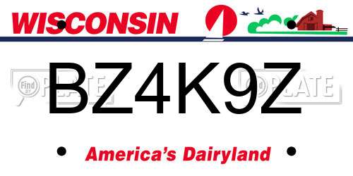 BZ4K9Z Wisconsin License Plate