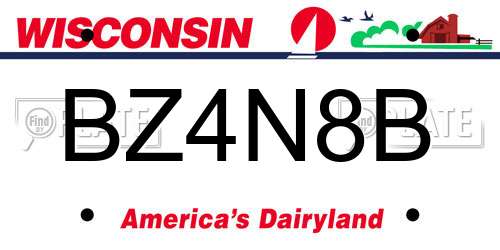 BZ4N8B Wisconsin License Plate