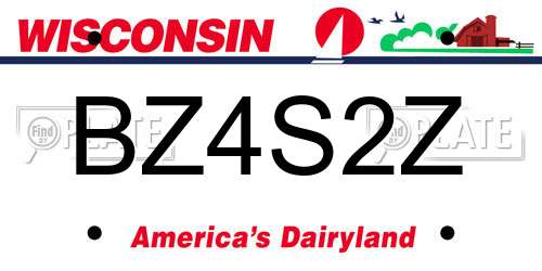 BZ4S2Z Wisconsin License Plate