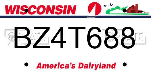 BZ4T688 Wisconsin License Plate