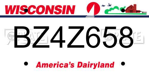 BZ4Z658 Wisconsin License Plate