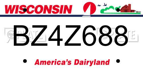 BZ4Z688 Wisconsin License Plate