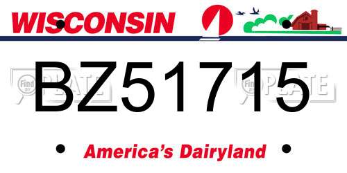 BZ51715 Wisconsin License Plate