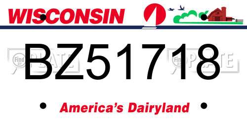 BZ51718 Wisconsin License Plate