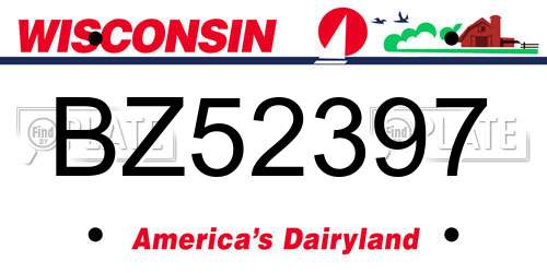 BZ52397 Wisconsin License Plate