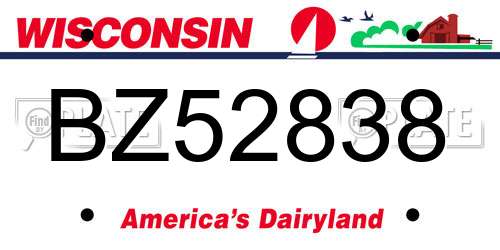 BZ52838 Wisconsin License Plate