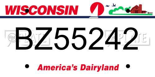 BZ55242 Wisconsin License Plate