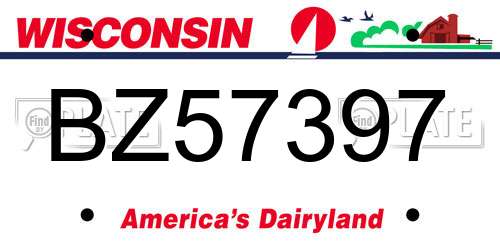 BZ57397 Wisconsin License Plate