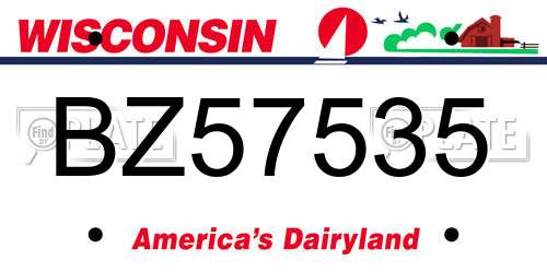 BZ57535 Wisconsin License Plate