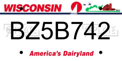 BZ5B742 Wisconsin License Plate
