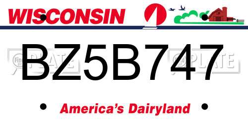 BZ5B747 Wisconsin License Plate