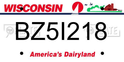 BZ5I218 Wisconsin License Plate