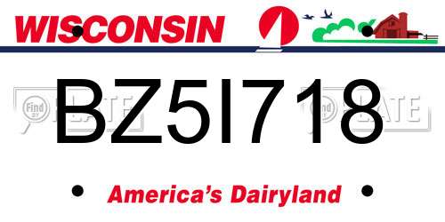 BZ5I718 Wisconsin License Plate