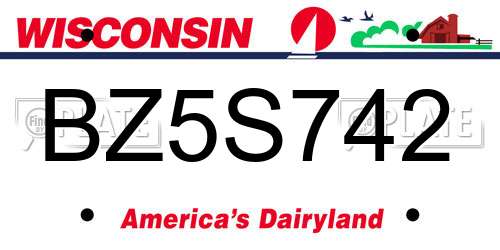 BZ5S742 Wisconsin License Plate