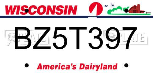 BZ5T397 Wisconsin License Plate