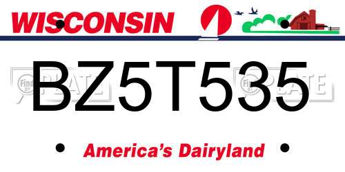 BZ5T535 Wisconsin License Plate