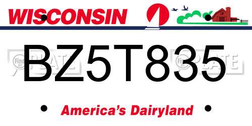BZ5T835 Wisconsin License Plate